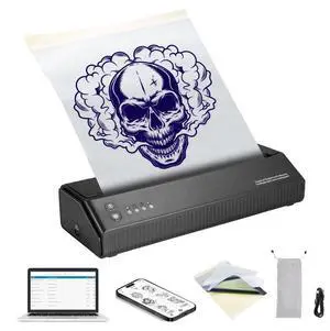 VEVOR Tattoo Stencil Printer, Wireless Bluetooth Tattoo Printer Transfer Stencil Machine with 10Pcs Transfer Paper, Compatible for iOSAndroid Phone, iPadPC (with Storage Bag)