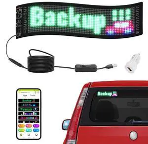 VEVOR Programmable LED Sign, P5 Full Color LED Scrolling Panel, DIY Custom Text Animation Pattern Display Board, Bluetooth APP Control Message Shop Sign for Store Business Car Bar Advertising, 15"x4"