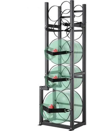 VEVOR Refrigerant Tank Rack, with 1 x 50lb, 2 x 30lb and Other 3 Small Bottle Tanks, Cylinder Tank Rack 15.55x12.99x49.8 in, Refrigerant Cylinder Rack and Holders for Freon, Gases, Oxygen, Nitrogen