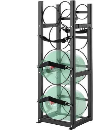 VEVOR Refrigerant Tank Rack, with 2 x 30lbs and Other 3 Small Bottle Tanks, Cylinder Tank Rack 12.79x12.99x47.12 in, Refrigerant Cylinder Rack and Holders for Freon, Gases, Oxygen, Nitrogen