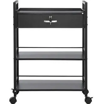 VEVOR Beauty Salon Trolley Cart, 3-Tier Hair Salon Stations Cabinet for Stylist with Lockable Drawer, MDF Rolling Storage Station with 4 Wheels (2 Lockable) for Beauty SPA Barbershop Tattoo