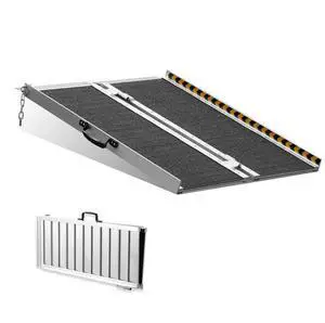 VEVOR Portable Wheelchair Ramp, 3 ft 800 lbs Capacity, Non-Slip Aluminum Folding Threshold Ramp, Foldable Mobility Scooter Ramp Wheel Chair Ramp, Handicap Ramp for Home Steps, Stairs, Doorways, Curbs