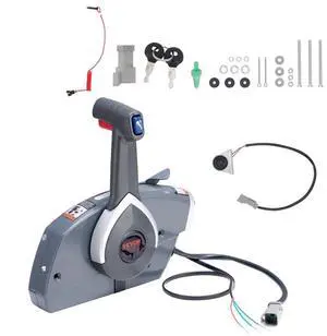 VEVOR Boat Throttle Control, 5006180 Side-Mounted Outboard Remote Control Box for Evinrude Johnson, Marine Throttle Control Box with Power Trim Switch and Lanyard