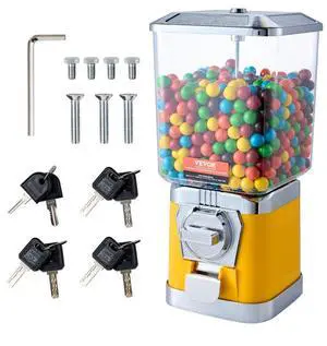 VEVOR 17"H Gumball Machine Vending Coin Bank Vintage Candy Dispenser PC Yellow