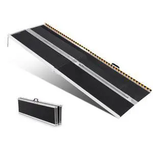 VEVOR Portable Wheelchair Ramp, 7 ft 800 lbs Capacity, Non-Slip Aluminum Folding Threshold Ramp, Foldable Mobility Scooter Ramp Wheel Chair Ramp, Handicap Ramp for Home Steps, Stairs, Doorways, Curbs