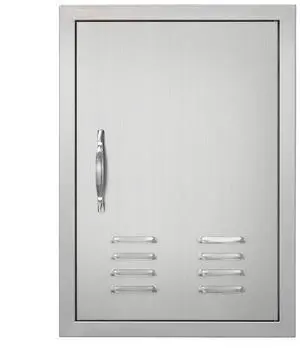 VEVOR BBQ Access Door, 17W x 24H Inch Single Outdoor Kitchen Door, Stainless Steel Flush Mount Door, Wall Vertical Door with Handle, Vents and Hook, for BBQ Island, Grilling Station, Outside Cabinet