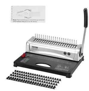 VEVOR Binding Machine, Comb Binding Machine 21-Holes Binding 450 Sheets, Book Binder Machine with 100 PCS 3/8'' Comb Binding Spines, for Letter Size, A4, A5