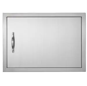 VEVOR BBQ Access Door, 24W x 17H Inch Single Outdoor Kitchen Door, Stainless Steel Flush Mount Door, Wall Vertical Door with Handle, for BBQ Island, Grilling Station, Outside Cabinet