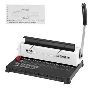 VEVOR Coil Spiral Binding Machine, Manual Book Maker 34-Holes Binding 120 Sheets, Punch Binder with 100pcs 5/16'' Coil Binding Spines, Adjustable Side Margin, for Letter Size, A4, A5