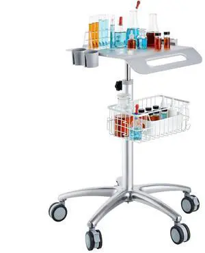 VEVOR Medical Cart, Salon Cart with Wheels, Mobile Trolley Cart 26.77"-42.91" Height Adjustable, Metal Salon Stations for Hair Stylist, Rolling Desktop Lab Cart for Clinic, Beauty and Salon