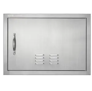 VEVOR BBQ Access Door, 24W x 17H Inch Single Outdoor Kitchen Door, Stainless Steel Flush Mount Door, Wall Vertical Door with Handle and vents, for BBQ Island, Grilling Station, Outside Cabinet