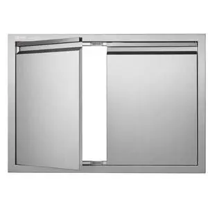 VEVOR BBQ Access Door, 30W x 21H Inch Double Outdoor Kitchen Door, Stainless Steel Flush Mount Door, Wall Vertical Door with Recessed Handles , for BBQ Island, Grilling Station, Outside Cabinet