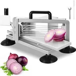 VEVOR Commercial Tomato Slicer, 3/8 inch Tomato Cutter Slicer, Stainless Steel Heavy Duty Tomato Slicer Machine, Manual Tomato Slicer with Non-slip Feet, for Cutting Tomatoes, Cucumbers, Bananas