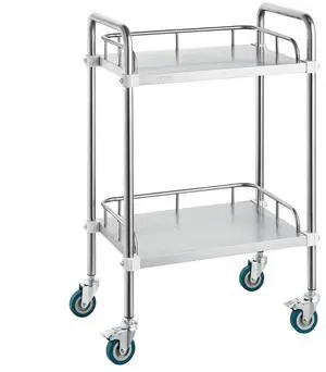VEVOR Lab Rolling Cart, 2-Shelf Stainless Steel Rolling Cart, Lab Serving Cart with Swivel Casters, Dental Utility Cart for Clinic, Lab,  Hospital, Salon, 15.16"x21.57"x34.06"