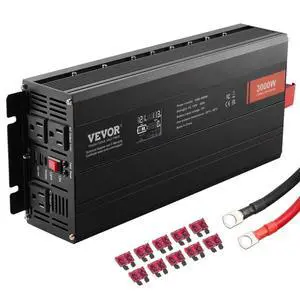 VEVOR Modified Sine Wave Inverter, 3000Watt, DC 12V to AC 120V LCD Display Power Inverter with 3 AC Outlets 2 USB Port 1 Type-C Port 10 Spare Fuses, for Large Household Equipment, CE FCC Certified
