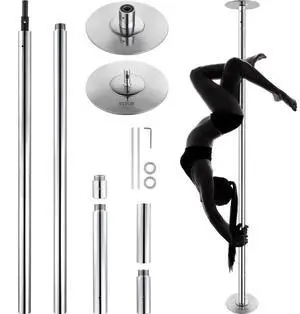 VEVOR Professional Dancing Pole, Spinning Static Dancing Pole Kit, Portable Removable Pole, 45mm Heavy-Duty Stainless Steel Pole, Height Adjustable Fitness Pole, for Exercise Home Club Gym, Silver