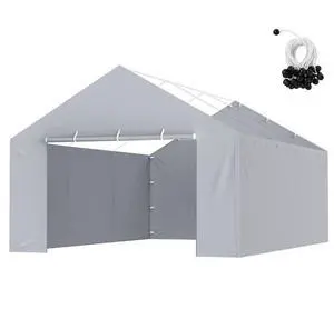 VEVOR Carport Replacement Canopy Cover Side Wall 13 x 20 ft, Garage Tent Shelter Tarp Heavy-Duty Waterproof & UV Protected, Easy Installation with Ball Bungees,Grey (Top and Frame Not Included)