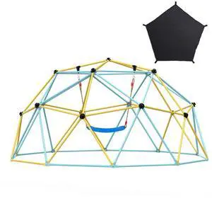 VEVOR  Climbing Dome, for Kids 3 to 10 Years Old,10FT Geometric Dome Climber with Hammock and Swing,  Jungle Gym Supports 750LBS and Easy Assembly, with Climbing Grip, Outdoor Backyard Play Equipment