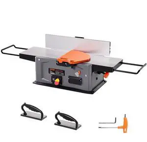 VEVOR Spiral Benchtop Jointer, 8-Inch, 2HP 10000 RPM Bench Top Wood Jointer, 18-Blade Spiral Cutterhead with Extendable Arm up to 6.5'' and 8x42.3'' Worktable 0-1/8'' Adjustable Depth, for Woodworking