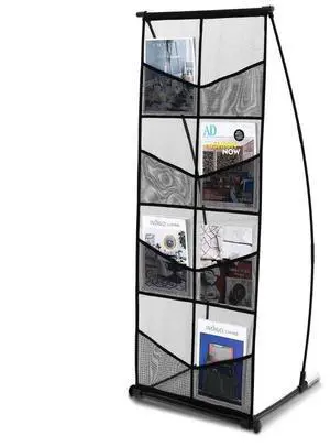 VEVOR  Brochure Display Stand, 4-Tier 8 Pockets Mesh Literature Display Holder, Floor Standing Magazine Newspaper Catalog Rack, Lightweight & Portable with Carrying Bag for Shop Exhibitions Office