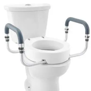 VEVOR Raised Toilet Seat, 3.5" Height Raised, 300 lbs Weight Capacity, for Standard Round Toilet, Aluminum Handrail, with EVA Armrest Padding, for Elderly, Handicap, Patient, Pregnant, Medical VEVOR Raised Toilet Seat, 3.5" Height Raised, 300 lbs Weight Capacity, for Standard Round Toilet, Aluminum Handrail, with EVA Armrest Padding, for Elderly, Handicap, Patient, Pregnant, Medical