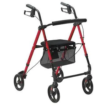 VEVOR Rollator Walker for Seniors and Adult, Lightweight Aluminum Foldable Rolling Walker with Adjustable Seat and Handle, Outdoor Mobility Rollator Walker with 8" All Terrain Wheels, 300LBS Capacity