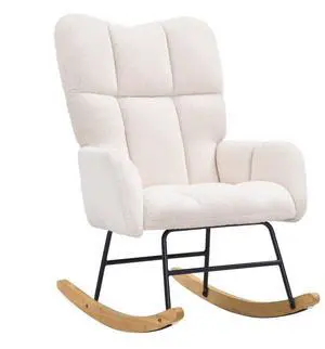 VEVOR Rocking Chair Nursery, Glider Rocking Chair with Soft Seat and High Backrest, Electric Chair 250 lbs Weight Capacity Teddy Fabric, Upholstered Glider Rocker Chair for Nursery, Bedroom, Living R