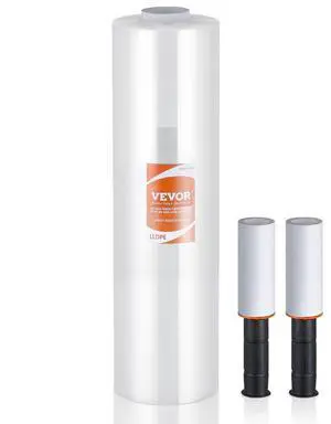 VEVOR Stretch Film, 15 inches x 1200 feet, 1 Pack, 80 Gauge Industrial Strength Clear Durable Stretch Wrap Roll, Heavy Duty Shrink Film Stretch Wrap with Handles for Pallet Wrapping Shipping Moving