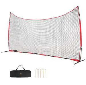 VEVOR Barricade Backstop Net, 20x10 ft Ball Sports Barrier Netting, Portable Practice Equipment with Carry Bag, Protection Screen for Baseball Softball Lacrosse Soccer Hockey Training, for Backyard