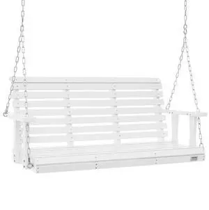 VEVOR Wooden Porch Swing 4.5 ft, Patio bench swing for Courtyard & Garden, Upgraded 880 lbs Strong Load Capacity, Heavy Duty Swing Chair Bench with Hanging Chains for Outdoors, White