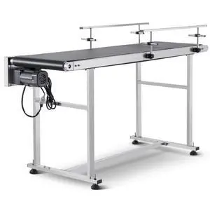 VEVOR  Belt Conveyor, 59 x 15.7 inch Conveyor Table, Heavy Duty Stainless Steel Motorized Belt Conveyor for Inkjet Coding Applications Powered PVC Belt Anti-Static Adjustable Speed (Double Guardrail)