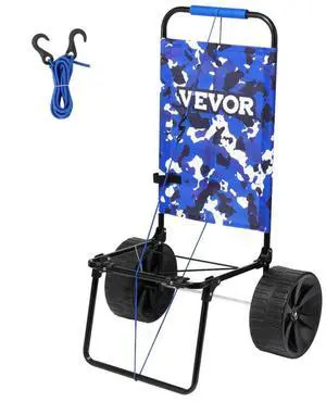 VEVOR Beach Dolly with Big Wheels for Sand, 15.4" x 15.7" Cargo Deck, w/ 10" PE Solid Wheels, 69LBS Loading Capacity Folding Sand Cart, Heavy Duty Cart for Picnic, Camping, Fishing, Beach, Gardening