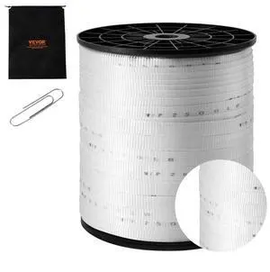 VEVOR Polyester Pull Tape, 3/4" x 1053' Mule Tape Flat Rope, 2500 lbf Tensile Capacity, Printed Webbing Cable Pulling Tape for Packaging, Gardening, Commercial Electrical, Conduit Work, White