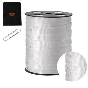 VEVOR Polyester Pull Tape, 3/4" x 265' Mule Tape Flat Rope, 2500 lbf Tensile Capacity, Printed Webbing Cable Pulling Tape for Packaging, Gardening, Commercial Electrical, Conduit Work, White