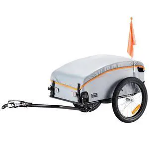 VEVOR Bike Cargo Trailer, 100 lbs Load Capacity, Heavy-Duty Bicycle Wagon Cart, Foldable Compact Storage with Universal Hitch, Waterproof Cover, 16" Wheels, Safe Reflectors, Fits 22"-28" Bike Wheels