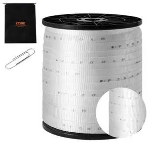 VEVOR Polyester Pull Tape, 3/4" x 528' Mule Tape Flat Rope, 2500 lbf Tensile Capacity, Printed Webbing Cable Pulling Tape for Packaging, Gardening, Commercial Electrical, Conduit Work, White