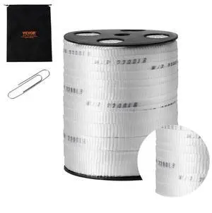 VEVOR Polyester Pull Tape, 5/8" x 318' Mule Tape Flat Rope, 2200 lbf Tensile Capacity, Printed Webbing Cable Pulling Tape for Packaging, Gardening, Commercial Electrical, Conduit Work, White