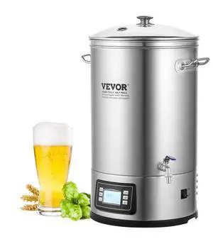 VEVOR Electric Brewing System, 8 GALLON Brewing Stock Pot, All-in-One Home Beer Brewer, 304 Stainless Steel Brewing Supplies with Panel, Includes Glass Lid, Handle, Spigot, Electronic Panel Control