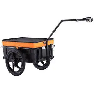 VEVOR Bike Cargo Trailer, 88 lbs Load Capacity, Heavy-Duty Bicycle Wagon Cart, Foldable Compact Storage with Universal Hitch, Waterproof Cover, 16" Wheels, Safe Reflectors, Fits 24"-28" Bike Wheels