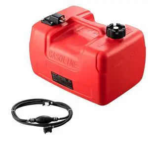 VEVOR Marine Fuel Tank, 3.17 Gallon/12L, Portable Boat Fuel Gas Tank for Outboard Engine Boats, Plastic Outboard Marine Boat Fuel Tank with Hose, Easy to Carry for Yacht, Fishing Boat, Deck Boat, Red
