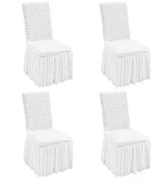 VEVOR Stretch Spandex Folding Chair Covers, Universal Fitted Chair Cover with Skirt, Removable Washable Protective Slipcovers, for Wedding, Holiday, Banquet, Party, Celebration, Dining (4 PCS White)