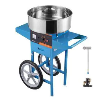 VEVOR  Electric Cotton Candy Machine with Cart, 1000W Commercial Candy Floss Maker with Stainless Steel Bowl, Sugar Scoop and Drawer, Perfect for Home, Kids Birthday, Family Party, Blue