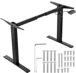 VEVOR Standing Desk Frame, Adjustable 27.6-46.1 inch Height & 35.4-53.2 inch Length Electric Stand Up Computer Desk Legs, Ergonomic DIY Workstation Base for Home and Office (Black Frame Only)