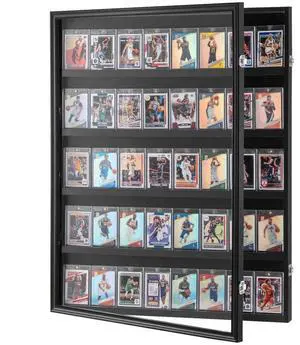 VEVOR 35 Graded Sports Card Display Case, 24.3x30.5x2.1 in, Baseball Card Display Frame with 98% UV Protection Clear View PC Glass, Lockable Wall Cabinet for Football Basketball Hockey Trading Card