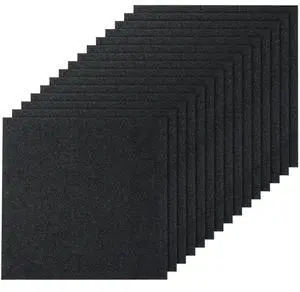 VEVOR Carpet Tiles Peel and Stick, 24 x 24 Squares Self Adhesive Carpet Floor Tile, Soft Padded Carpet Tiles, Easy Install DIY for Bedroom Living Room Indoor Outdoor (15Tiles, Carbon Black)