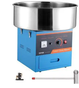 VEVOR  Electric Cotton Candy Machine, 1000W Candy Floss Maker, Commercial Cotton Candy Machine with Stainless Steel Bowl, Sugar Scoop, and Drawer, Perfect for Home Kids Birthday, Family Party, Blue