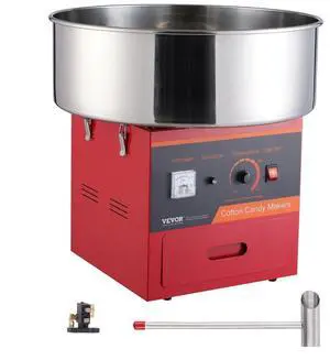 VEVOR  Electric Cotton Candy Machine, 1000W Candy Floss Maker, Commercial Cotton Candy Machine with Stainless Steel Bowl, Sugar Scoop, and Drawer, Perfect for Home Kids Birthday, Family Party, Red