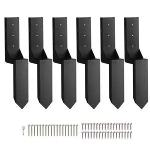 VEVOR Fence Post Anchor Repair Kit, 6 Pack Inner Diameter 3.5 x3.5 Inches Heavy Duty Steel Fence Post Support Stakes, Anchor Ground Spike for Repair Tilted, Broken Wood Fence Post, Enveloping