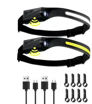 VEVOR 2PCS Rechargeable Headlamp, 350 lumens 230° Wide Beam