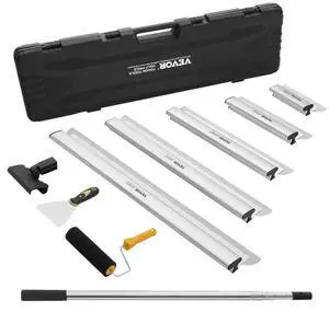 VEVOR Drywall Skimming Blade Set, 10/16/24/32/40 in Skimming Blades + 34-81.6 in Extension Handle Pole, Stainless Steel Knife Professional Skim Coat Tools, for Gyprock/WallBoard/Plasterboard